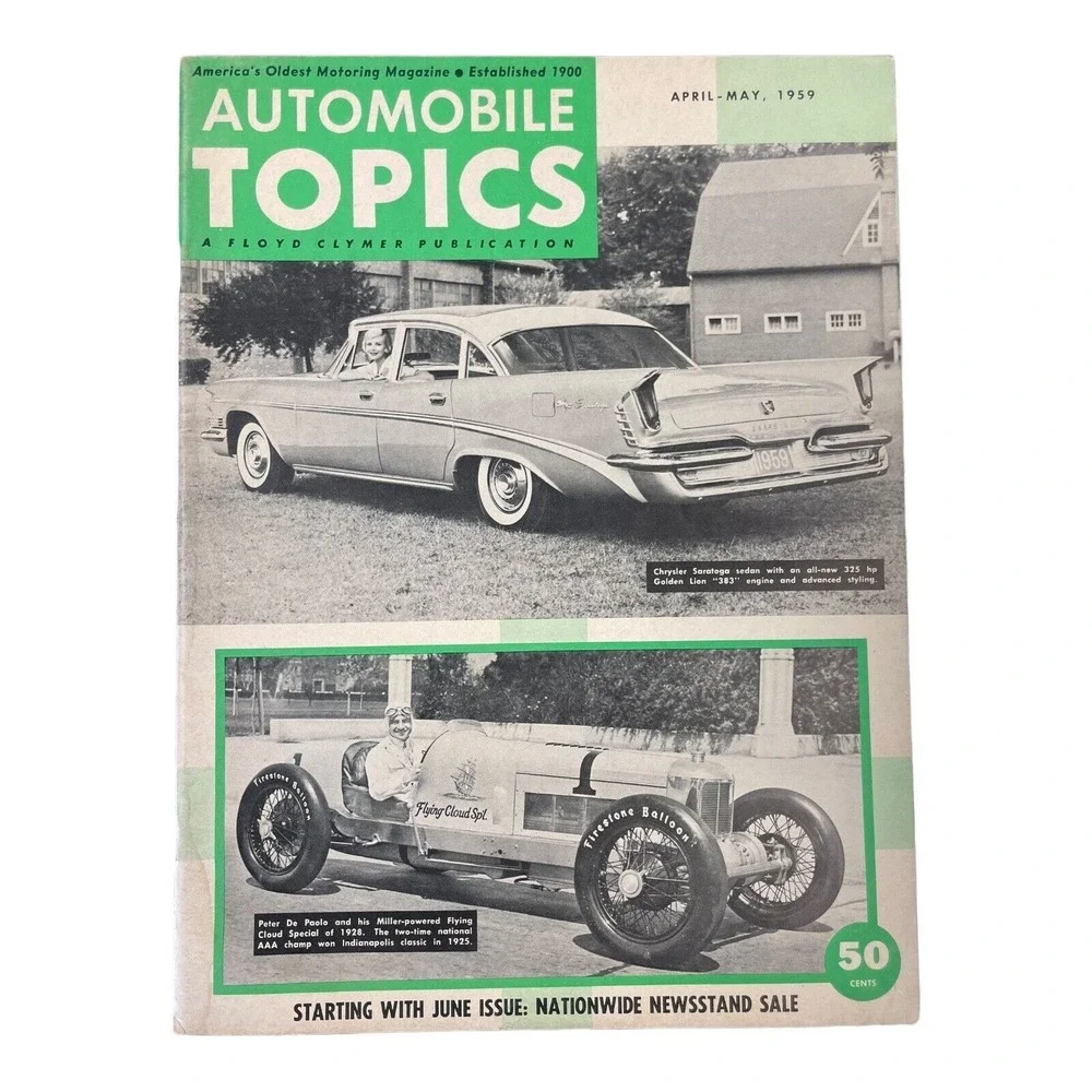 Floyd Clymer's Automobile Topics Chrysler Saratoga Peter De Palo‎ April May 1959